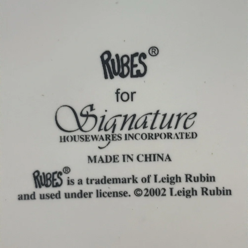 Rubes Leigh Rubin Cat Bowl with Mischievous Cat Cartoon Scenes 2002, 2.75” Deep